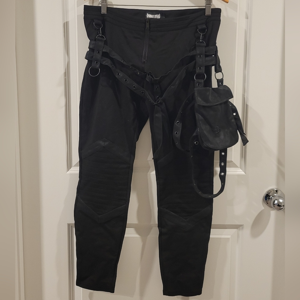 Dolls Kill Darker Wavs Frequency Strappy Legging Size Large